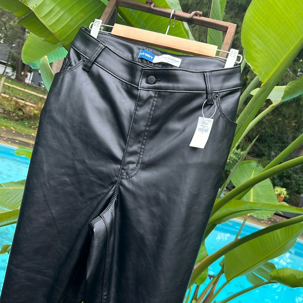NWT Black Vegan Leather Pants, 20W